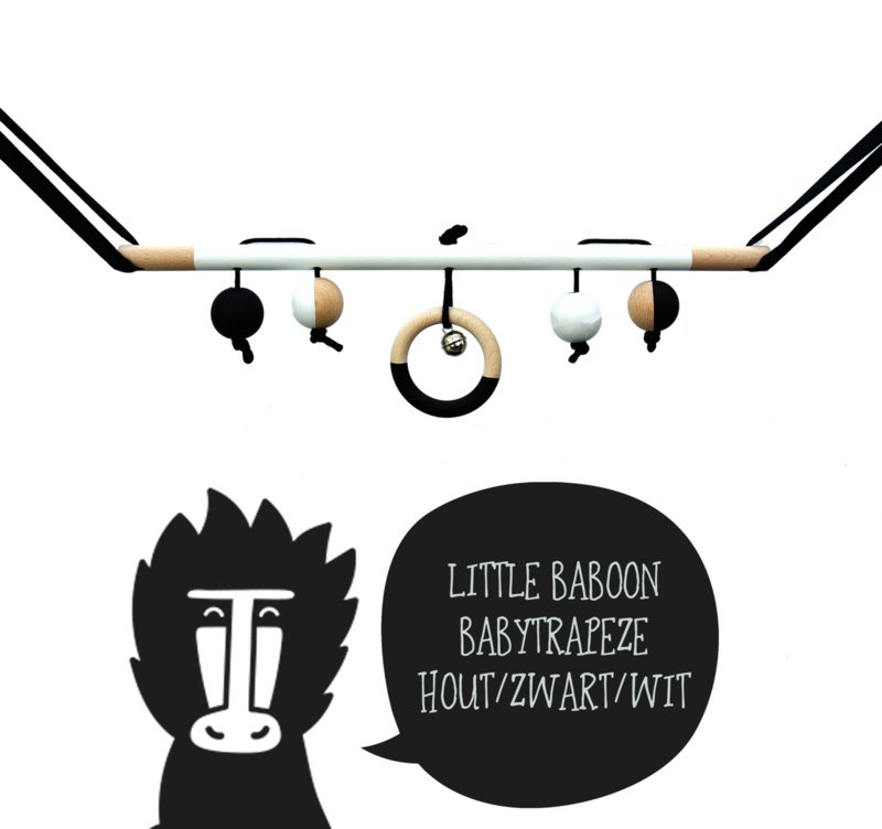 Babytrapeze Little Baboon (zwart / wit / hout)