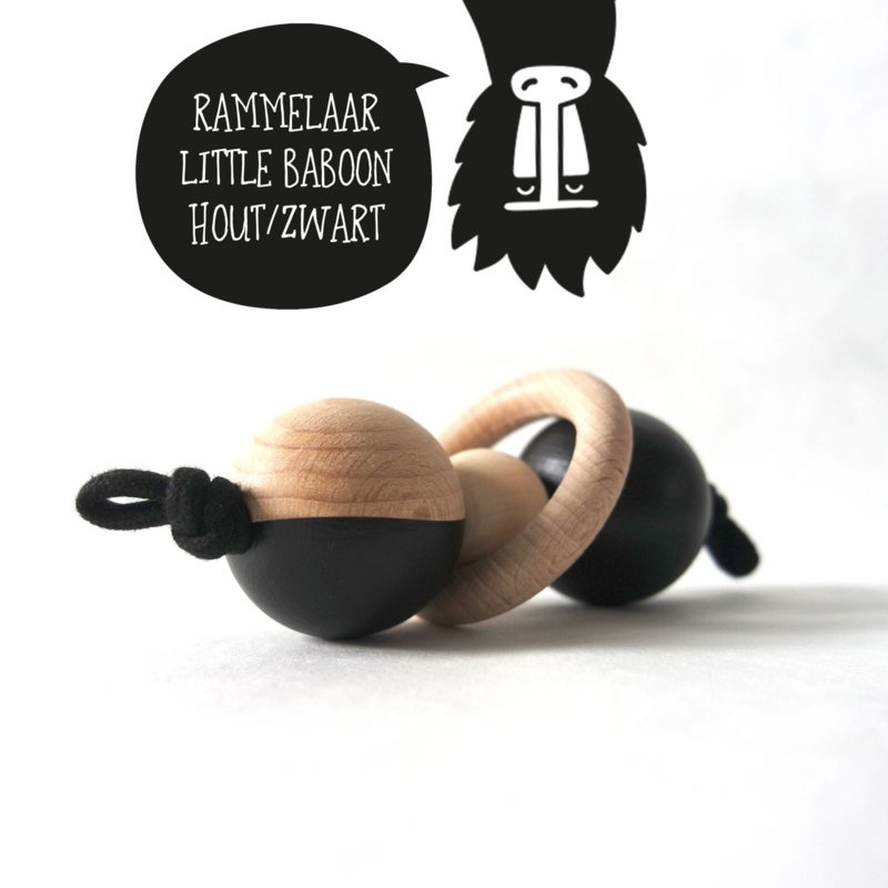 Rammelaar Little Baboon hout/zwart